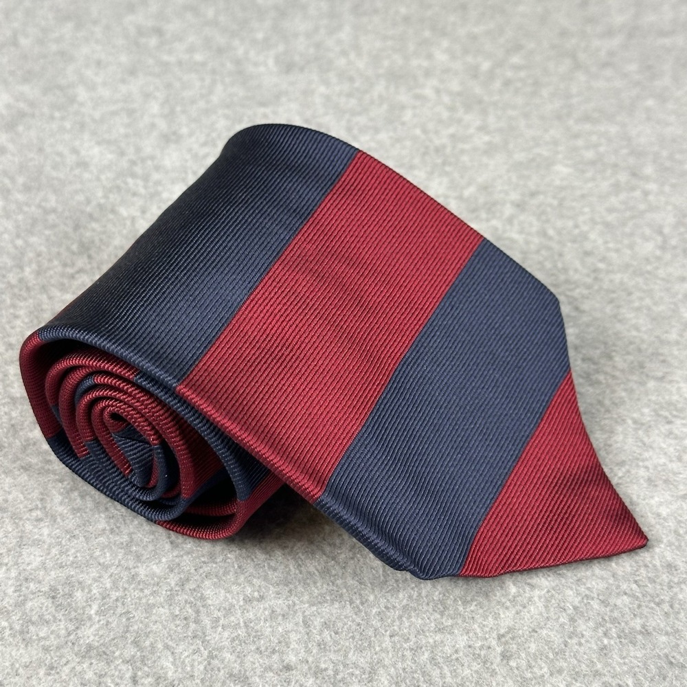 Vintage Bergdorf‎ Goodman Silk Tie Navy Red Regimental Stripe USA 56x4" NOTE